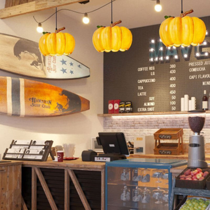 Lámpara colgante contemporánea creativa de resina con calabaza de 1 luz para comedor 