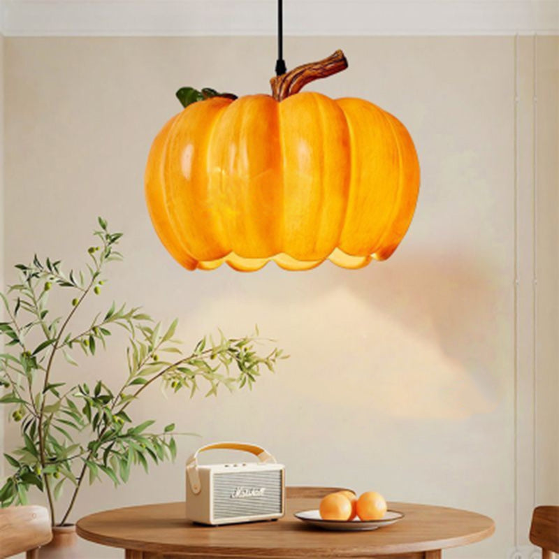 Lámpara colgante contemporánea creativa de resina con calabaza de 1 luz para comedor 
