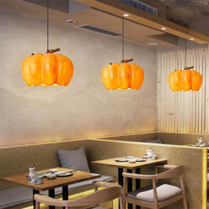 Lámpara colgante contemporánea creativa de resina con calabaza de 1 luz para comedor 