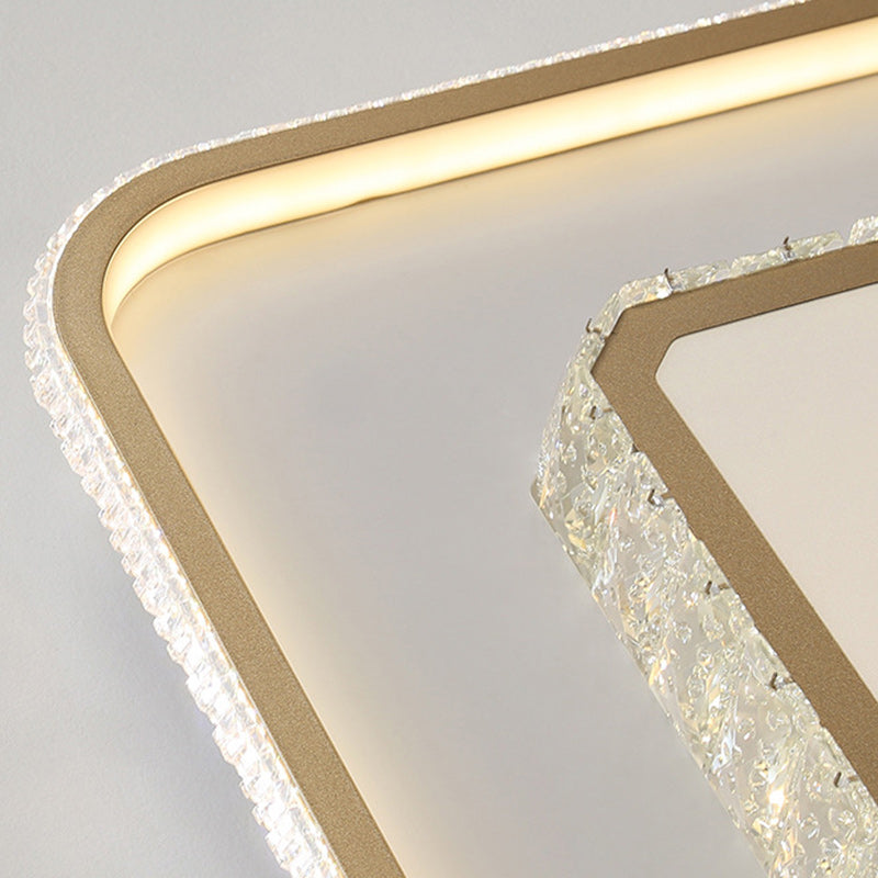 Moderna lámpara de techo empotrada LED de aluminio acrílico cuadrada geométrica minimalista para dormitorio 