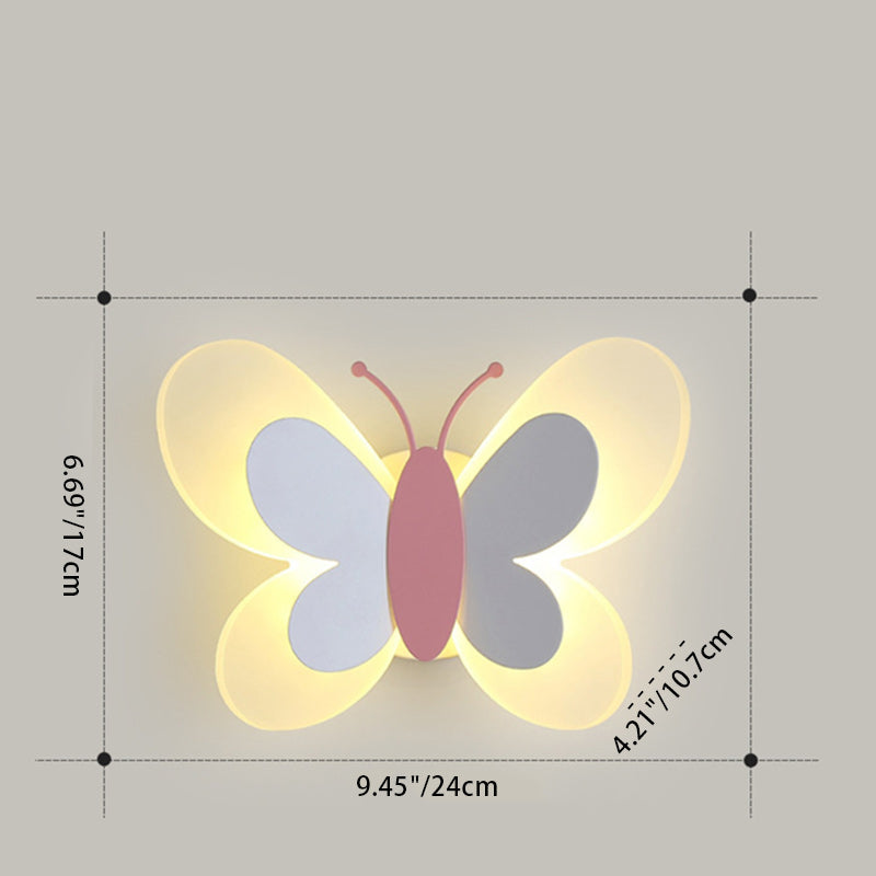 Applique murale LED en acrylique et fer avec papillon créatif contemporain pour chambre 