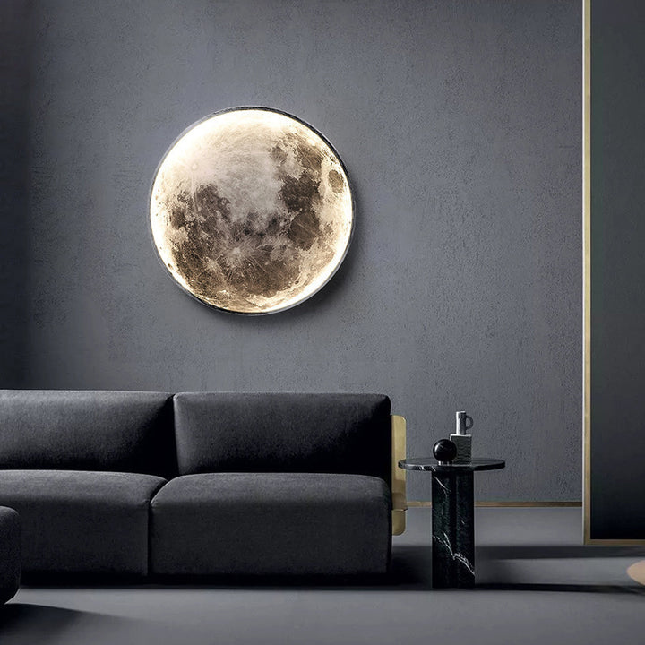 Applique murale LED ronde en acrylique Nordic Earth Moon contemporaine pour chambre à coucher 