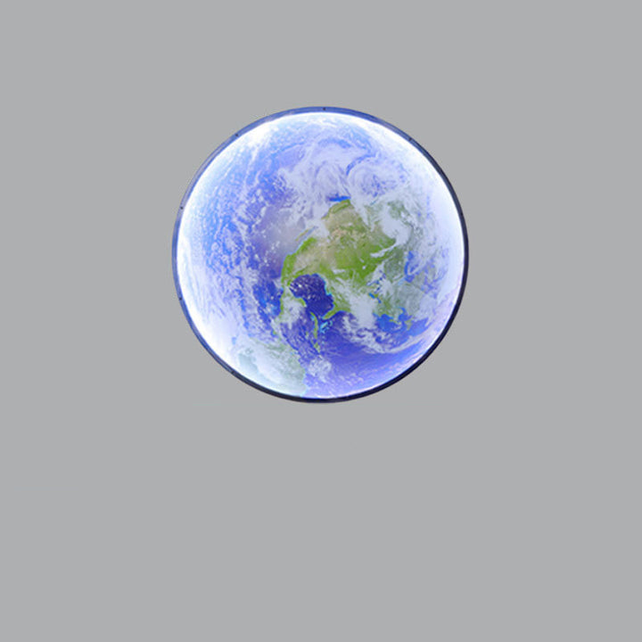 Applique murale LED ronde en acrylique Nordic Earth Moon contemporaine pour chambre à coucher 