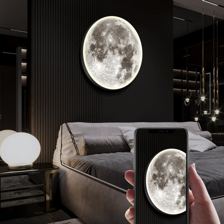 Applique murale LED ronde en acrylique Nordic Earth Moon contemporaine pour chambre à coucher 