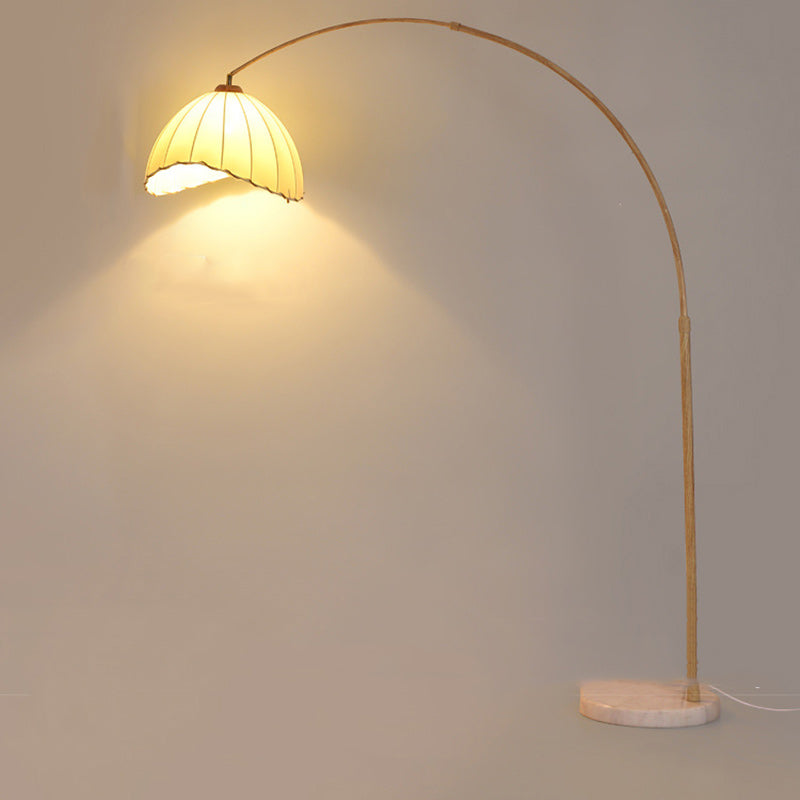 Zeitgenössische Retro Bambus Weben Schatten Arc 1-Licht Stehen Stehlampe Für Wohnzimmer 