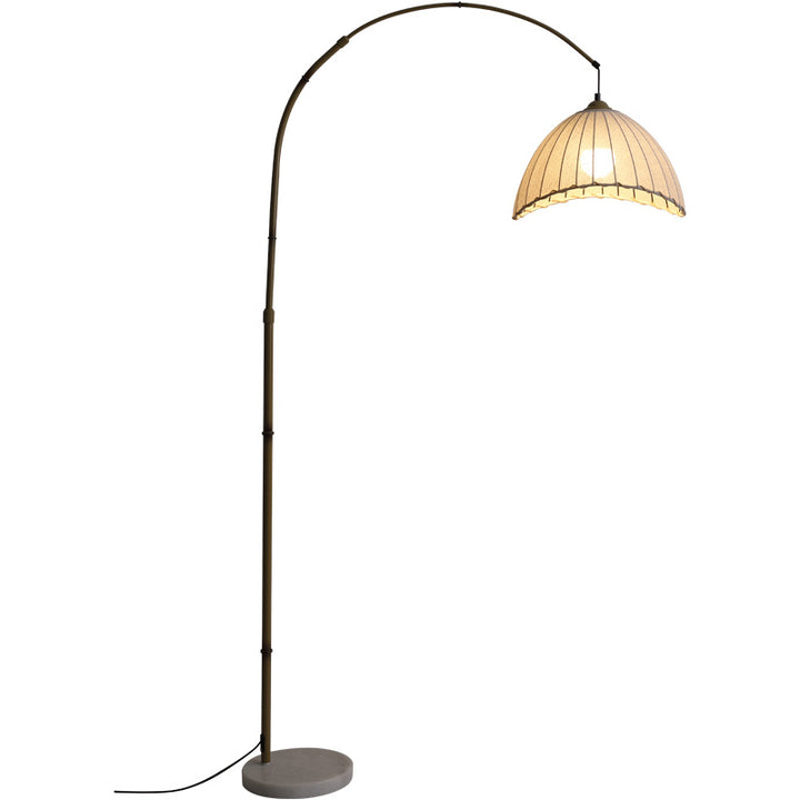Zeitgenössische Retro Bambus Weben Schatten Arc 1-Licht Stehen Stehlampe Für Wohnzimmer 