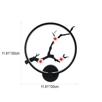 Traditionelle chinesische Elster Lotusblatt Acryl Runde LED Wandleuchte Lampe für Schlafzimmer 