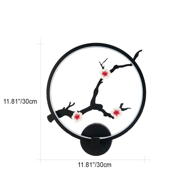 Traditionelle chinesische Elster Lotusblatt Acryl Runde LED Wandleuchte Lampe für Schlafzimmer 