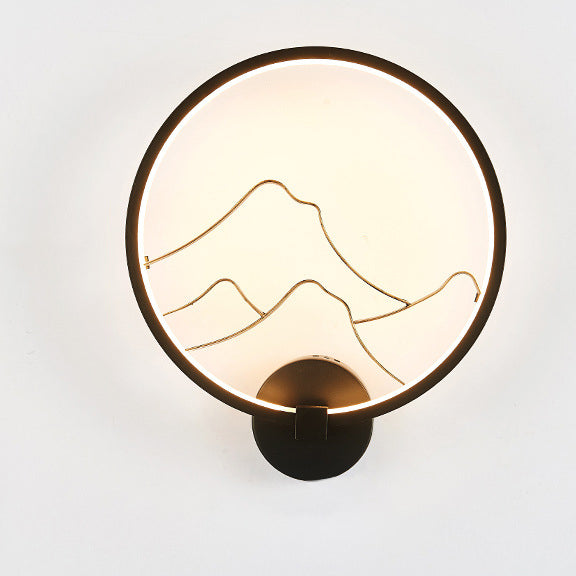 Traditionelle chinesische Elster Lotusblatt Acryl Runde LED Wandleuchte Lampe für Schlafzimmer 