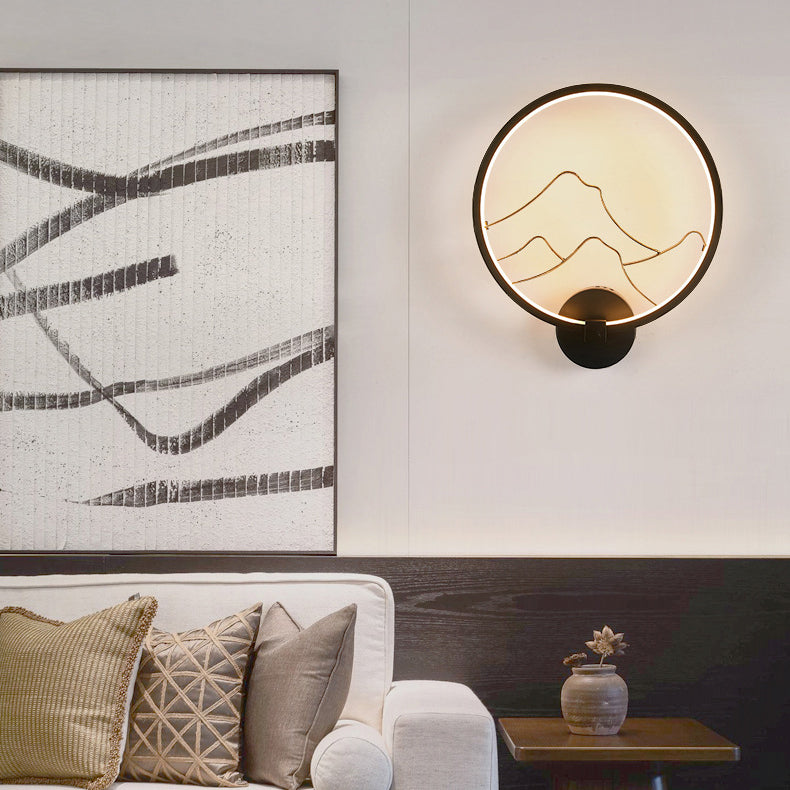 Traditionelle chinesische Elster Lotusblatt Acryl Runde LED Wandleuchte Lampe für Schlafzimmer 