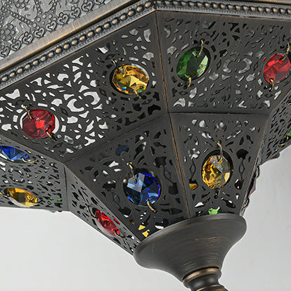 Applique murale 1 lumière avec abat-jour en verre ondulé et cadre en laiton sculpté creux vintage traditionnel pour salle à manger 