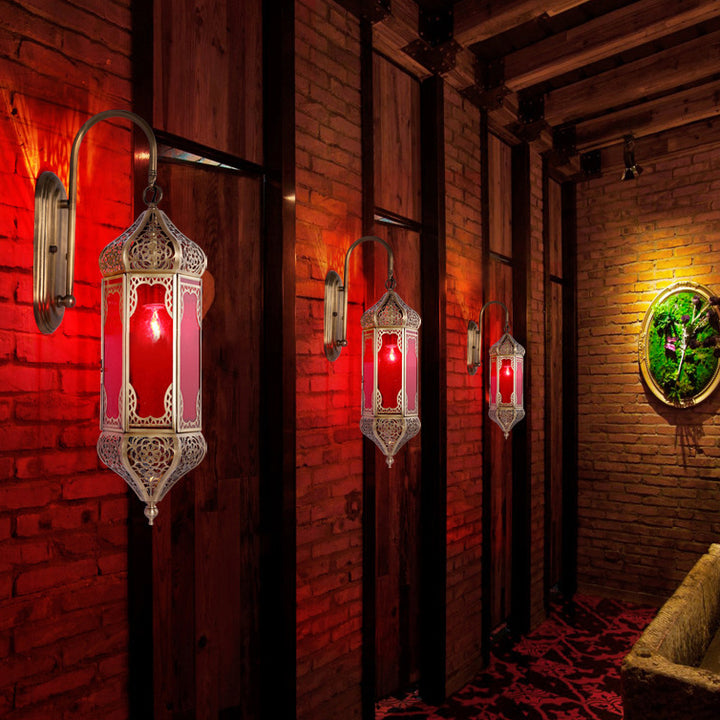 Lámpara de Aplique de Pared de 1 Luz con Columna de Latón Tallada Vintage Tradicional y Vidrio para Comedor 