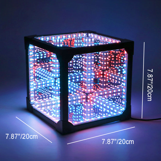 Lámpara de mesa LED USB acrílica de cubo de Rubik 3D ciberpunk creativo contemporáneo para dormitorio 