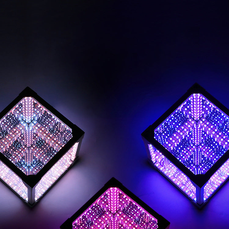 Lámpara de mesa LED USB acrílica de cubo de Rubik 3D ciberpunk creativo contemporáneo para dormitorio 