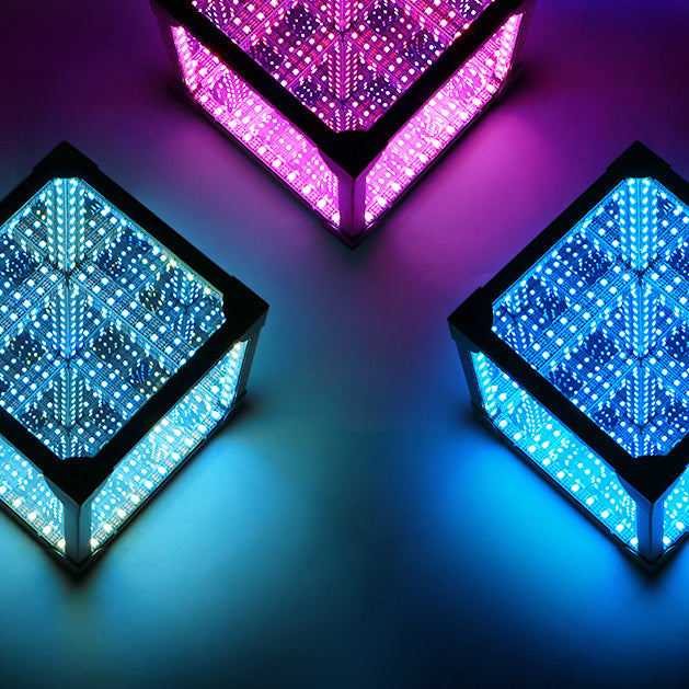 Lámpara de mesa LED USB acrílica de cubo de Rubik 3D ciberpunk creativo contemporáneo para dormitorio 