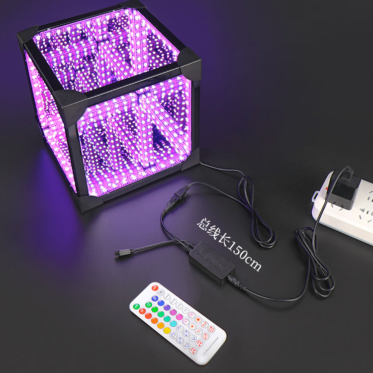 Lámpara de mesa LED USB acrílica de cubo de Rubik 3D ciberpunk creativo contemporáneo para dormitorio 