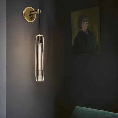 Applique murale contemporaine de luxe en cuivre massif avec cristal et pierre, 1 lumière, pour salon 