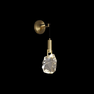 Applique murale contemporaine de luxe en cuivre massif avec cristal et pierre, 1 lumière, pour salon 