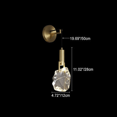 Applique murale contemporaine de luxe en cuivre massif avec cristal et pierre, 1 lumière, pour salon 