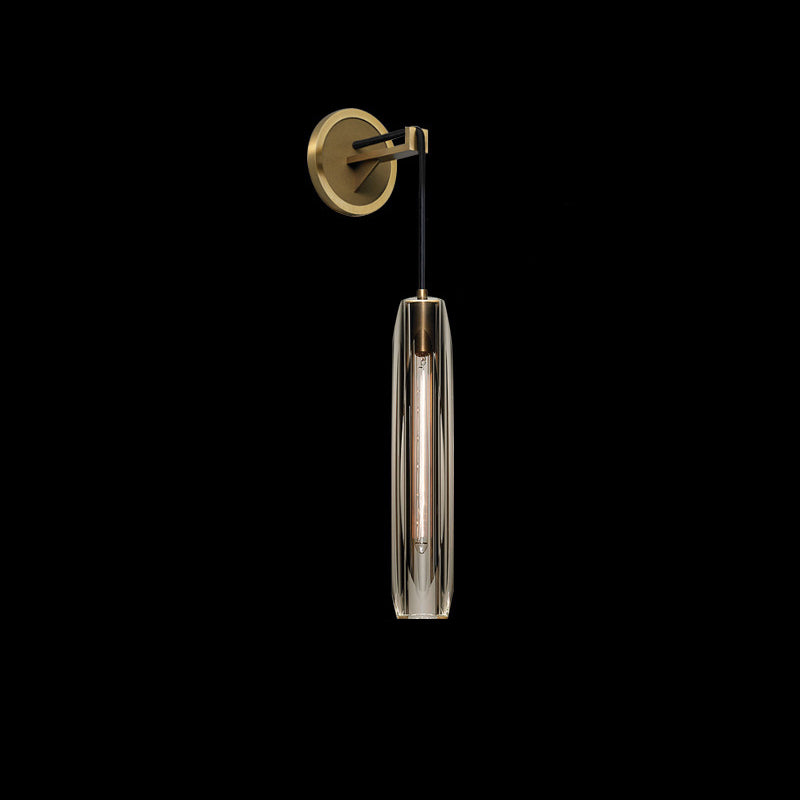 Applique murale contemporaine de luxe en cuivre massif avec cristal et pierre, 1 lumière, pour salon 