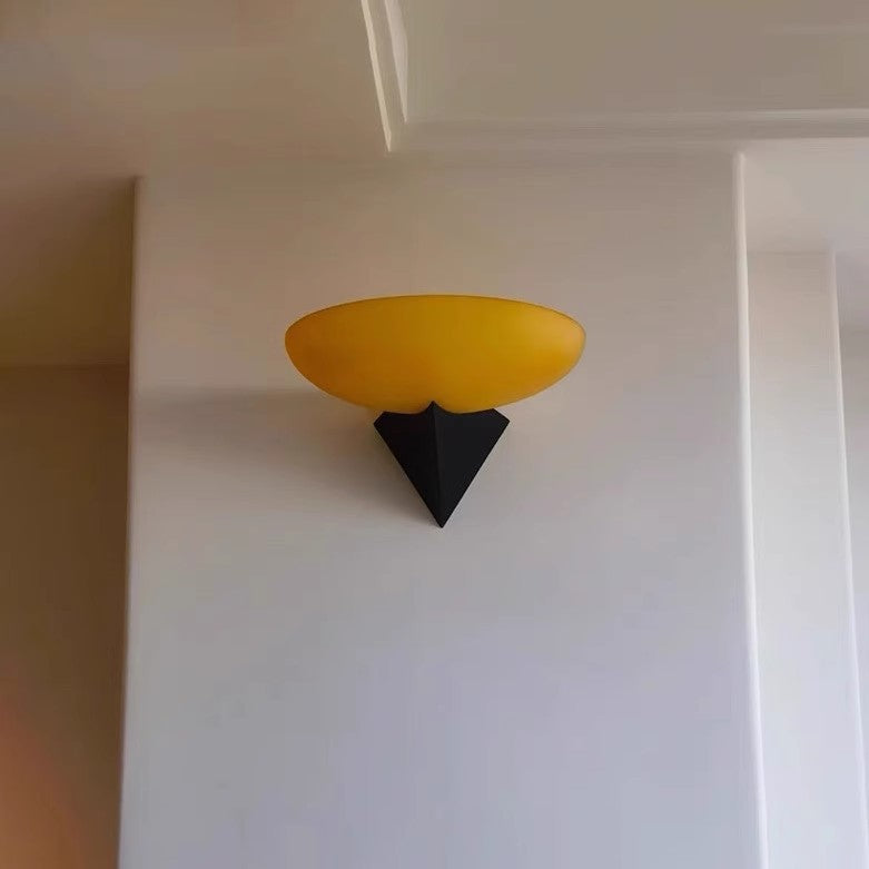 Traditionelle französische geometrische ovale Wandleuchte aus Glas mit 1 Licht für Wohnzimmer 