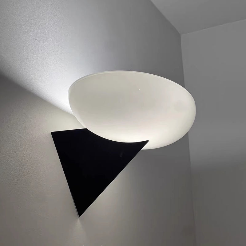 Traditionelle französische geometrische ovale Wandleuchte aus Glas mit 1 Licht für Wohnzimmer 