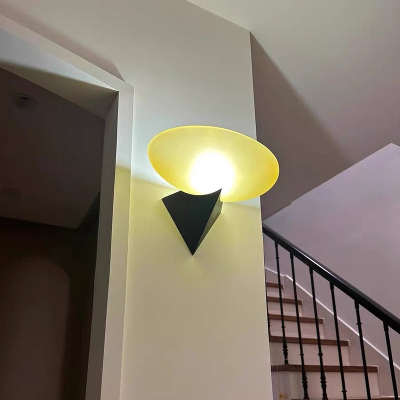 Traditionelle französische geometrische ovale Wandleuchte aus Glas mit 1 Licht für Wohnzimmer 