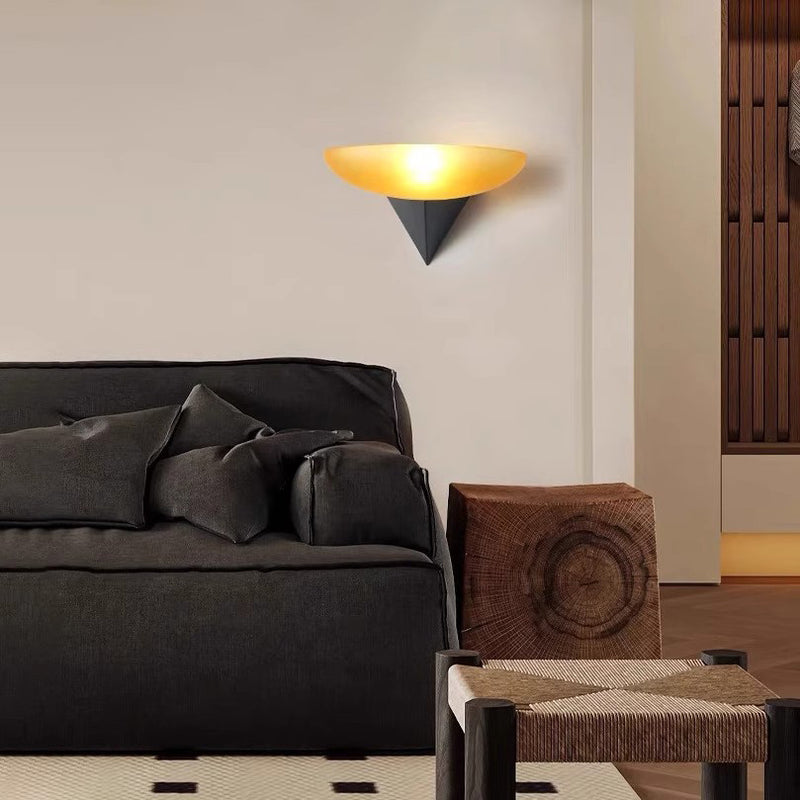 Traditionelle französische geometrische ovale Wandleuchte aus Glas mit 1 Licht für Wohnzimmer 