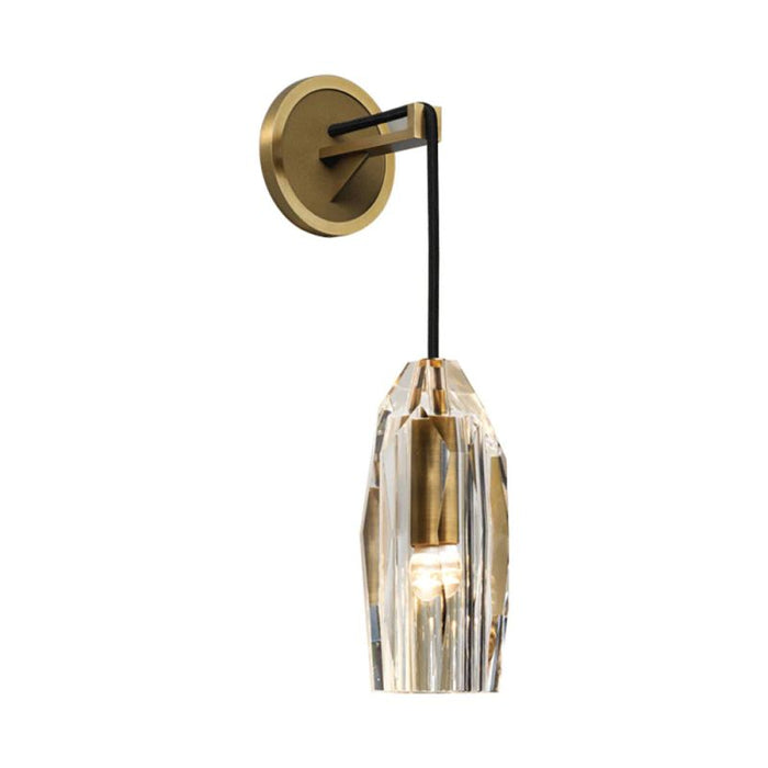 Lustre Contemporain Éblouissant avec Abat-jour en Pierre de Cristal et Applique Murale en Cuivre à 1 Lumière pour Salon 