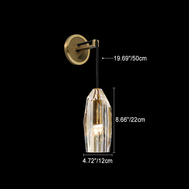Contemporary Luxury Dazzling Crystal Stone Shade Copper 1-Light Wall Sconce Lamp For Living Room