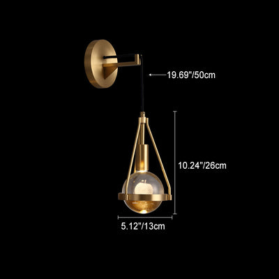 Contemporary Luxury Shiny Raindrop Crystal Shade Brushed Brass Frame 1-Light Wall Sconce Lamp For Living Room