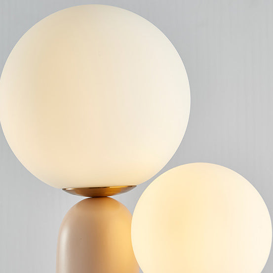 Contemporary Nordic Glass Ball Shade Resin U-Shaped Base 2-Light Table Lamp For Bedroom