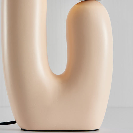 Contemporary Nordic Glass Ball Shade Resin U-Shaped Base 2-Light Table Lamp For Bedroom