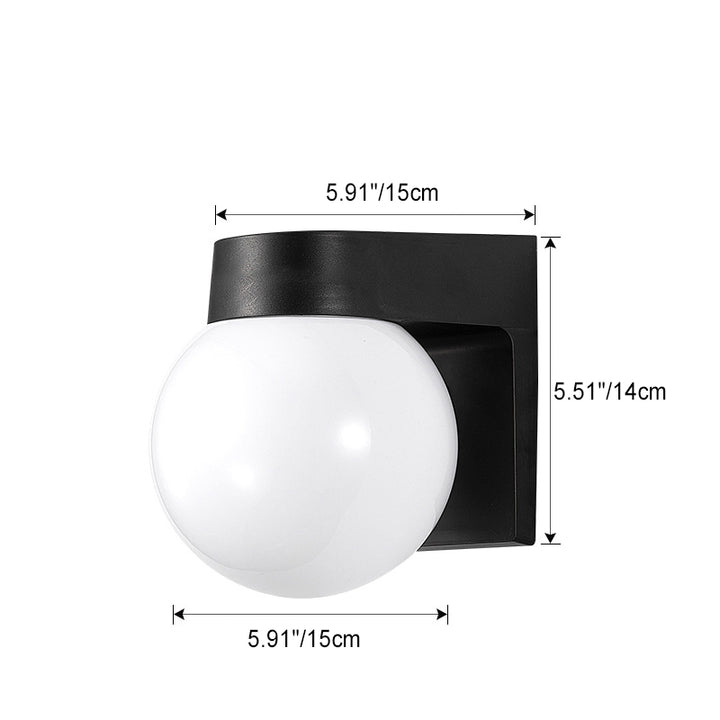 Modern Simplicity Waterproof PC Acrylic Ball Shade 1-Light Outdoor Wall Sconce Lamp For Outdoor Patio