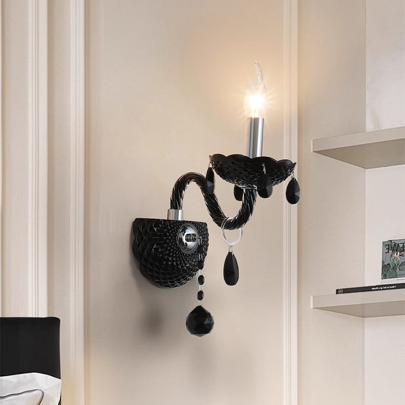 Bougeoir en cristal en acier inoxydable traditionnel français 1/2 lumière applique murale pour salon 