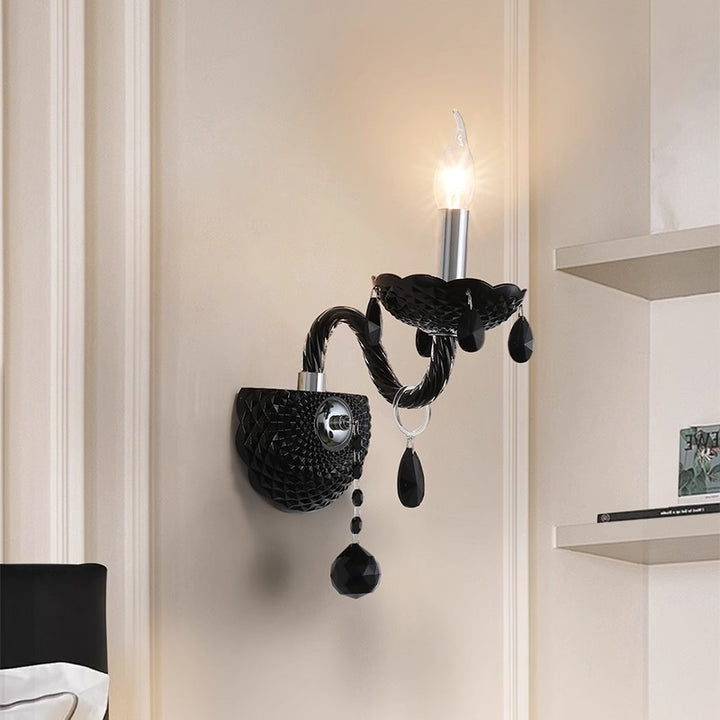 Bougeoir en cristal en acier inoxydable traditionnel français 1/2 lumière applique murale pour salon 