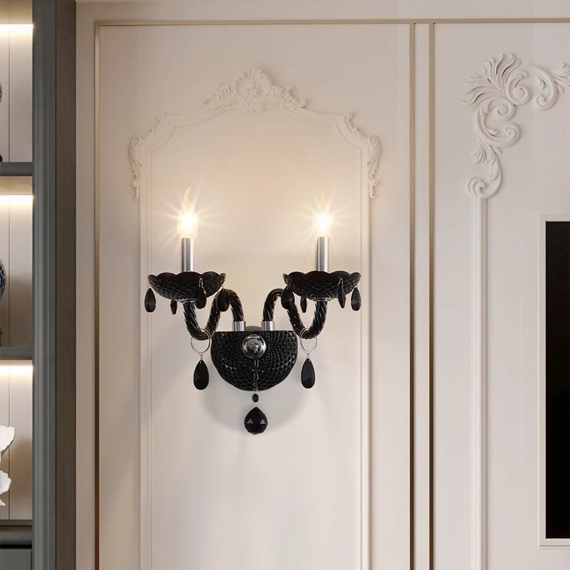 Bougeoir en cristal en acier inoxydable traditionnel français 1/2 lumière applique murale pour salon 