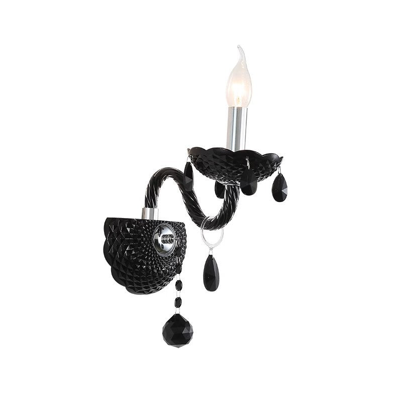 Bougeoir en cristal en acier inoxydable traditionnel français 1/2 lumière applique murale pour salon 