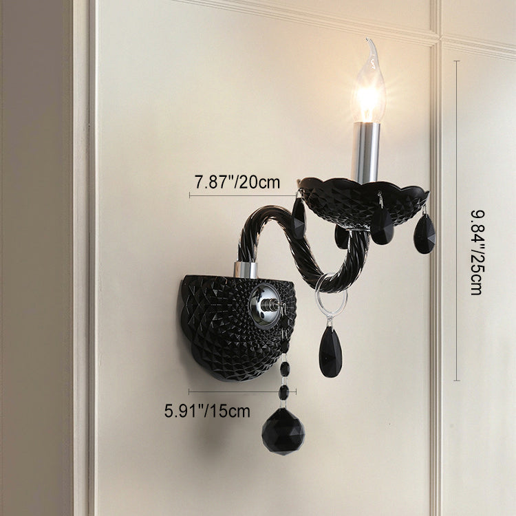 Bougeoir en cristal en acier inoxydable traditionnel français 1/2 lumière applique murale pour salon 