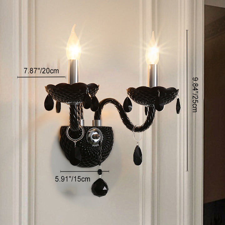 Bougeoir en cristal en acier inoxydable traditionnel français 1/2 lumière applique murale pour salon 