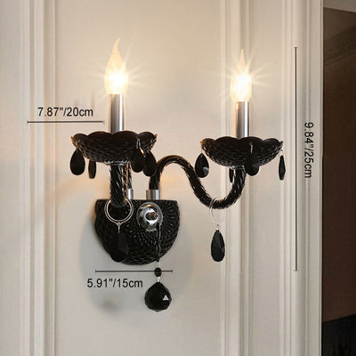 Bougeoir en cristal en acier inoxydable traditionnel français 1/2 lumière applique murale pour salon 