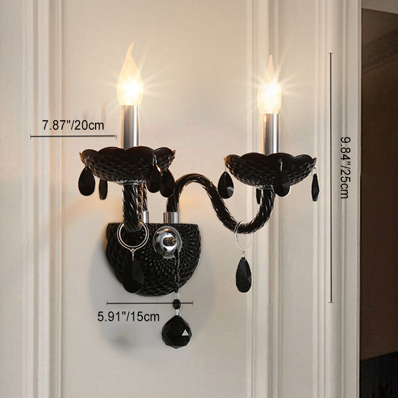 Bougeoir en cristal en acier inoxydable traditionnel français 1/2 lumière applique murale pour salon 