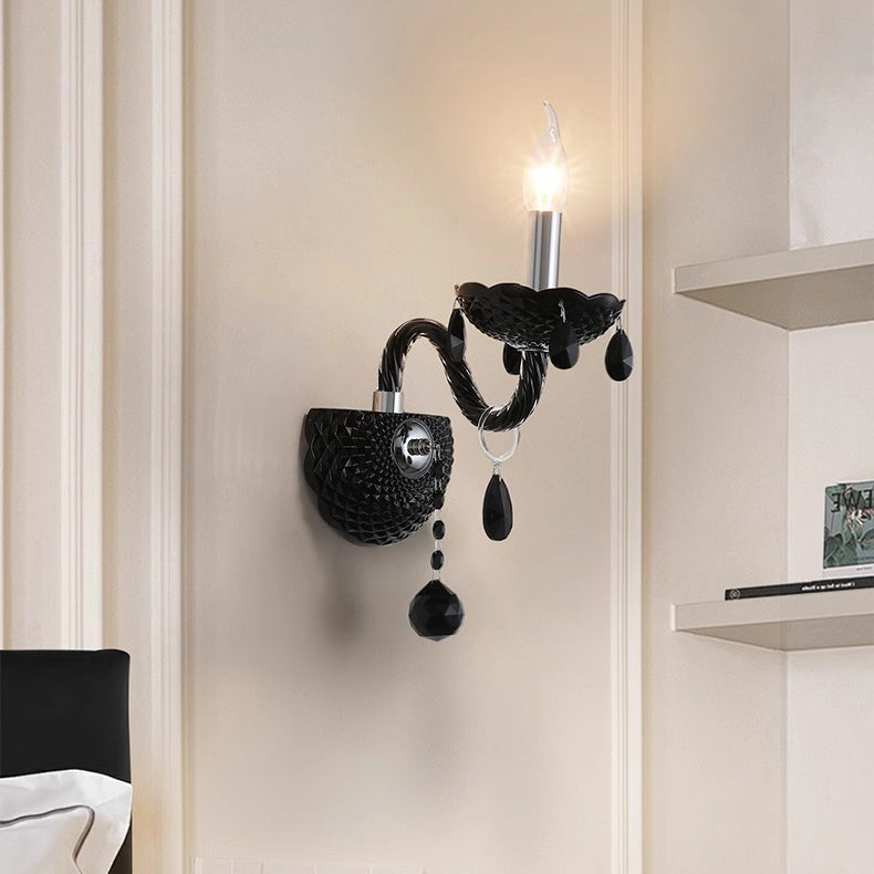 Bougeoir en cristal en acier inoxydable traditionnel français 1/2 lumière applique murale pour salon 