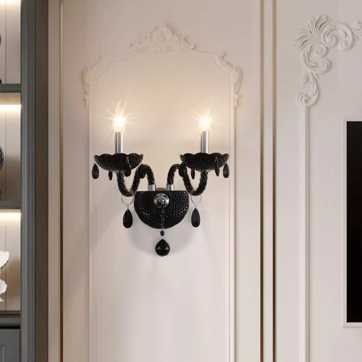 Bougeoir en cristal en acier inoxydable traditionnel français 1/2 lumière applique murale pour salon 