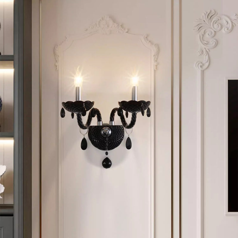 Bougeoir en cristal en acier inoxydable traditionnel français 1/2 lumière applique murale pour salon 