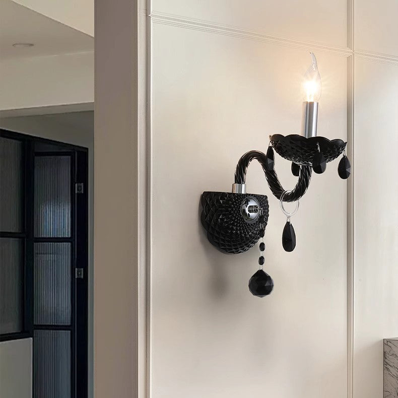 Bougeoir en cristal en acier inoxydable traditionnel français 1/2 lumière applique murale pour salon 