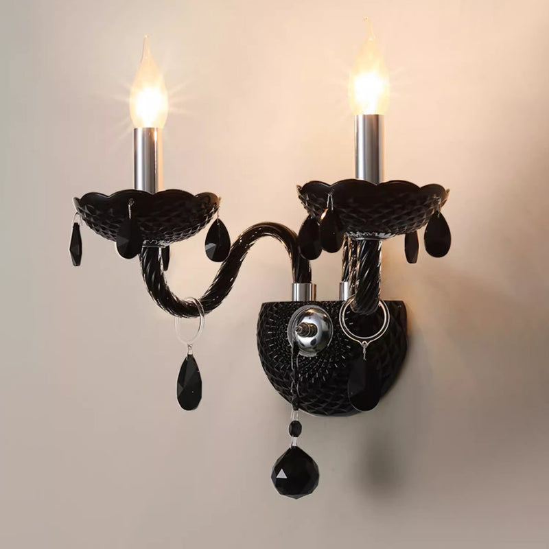 Bougeoir en cristal en acier inoxydable traditionnel français 1/2 lumière applique murale pour salon 