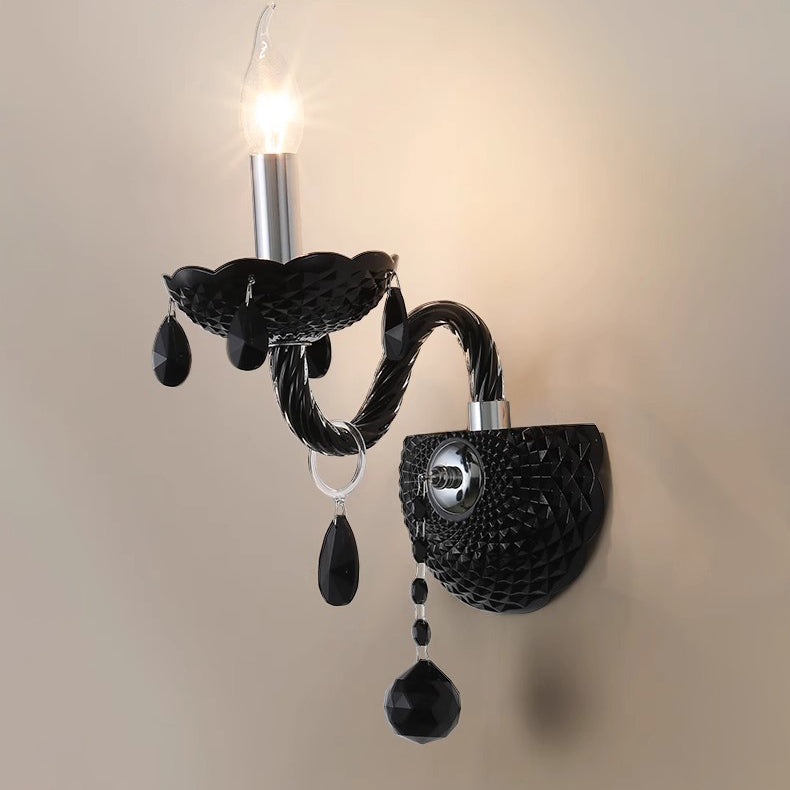 Bougeoir en cristal en acier inoxydable traditionnel français 1/2 lumière applique murale pour salon 