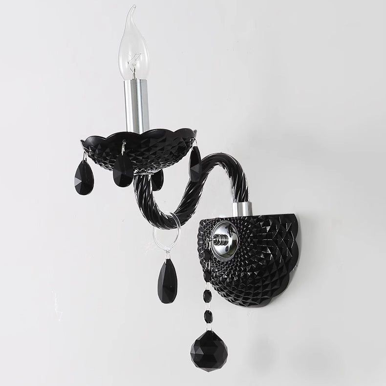 Bougeoir en cristal en acier inoxydable traditionnel français 1/2 lumière applique murale pour salon 