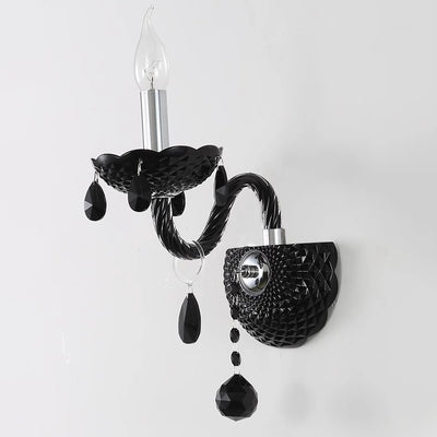 Bougeoir en cristal en acier inoxydable traditionnel français 1/2 lumière applique murale pour salon 